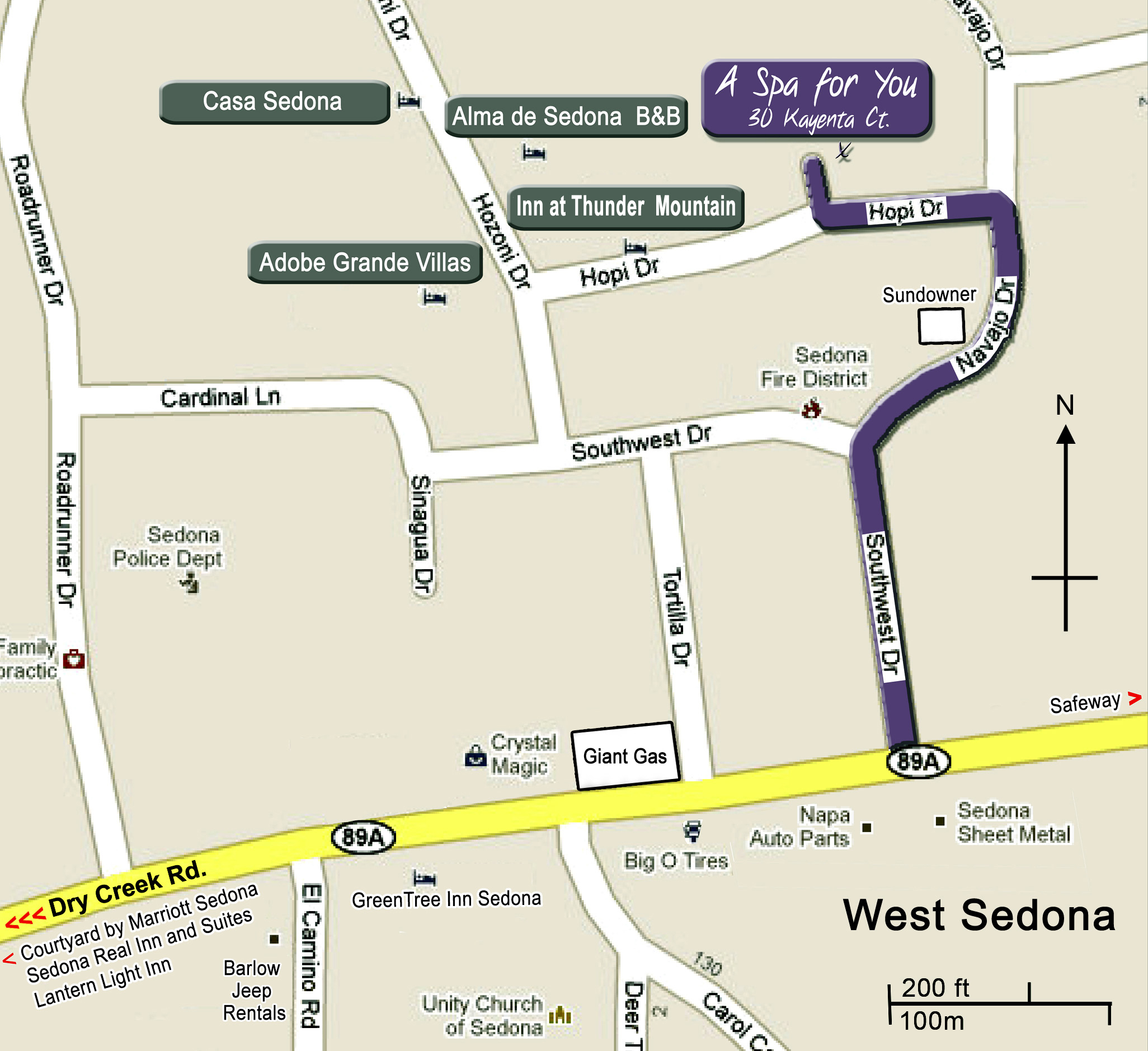 A Spa For You Sedona Day Spa & Massage Location Map